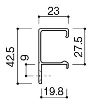 ラインレール引手の寸法図（断面）